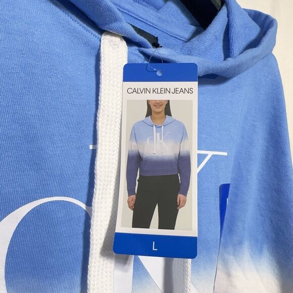 Calvin Klein Jeans Women’s Pullover Long Sleeve Hoodie Sweatshirt Blue Navy L - Picture 4 of 11